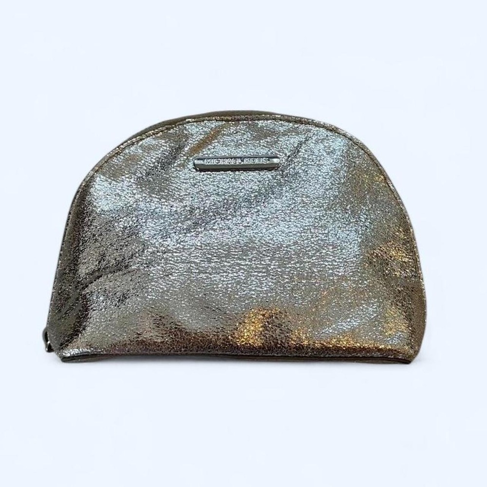 Michael Kors metallic gold crackle dome cosmetic bag